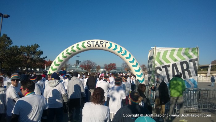 Over to the start of the race.