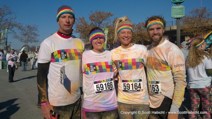 In Rob's hand you can see a packet of color they give you at the finish.