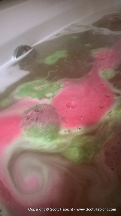 A dissolving bath bomb.