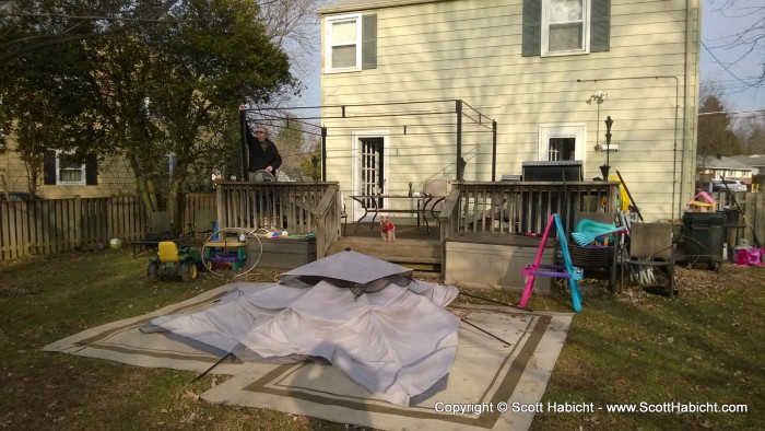 Riley and I helped Peter put up his canopy.