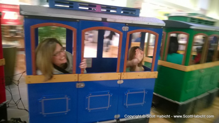 They took the train around the mall.