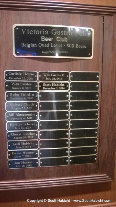 My name, finally on the 500 unique beer plaque.