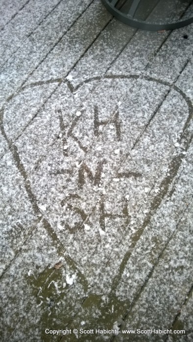 Love letters in the snow.