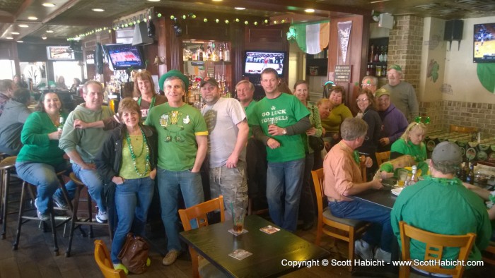 At Kelsey's with the roost for St. Patrick's day fun a few days before St. Patrick's day (you know, on the weekend).