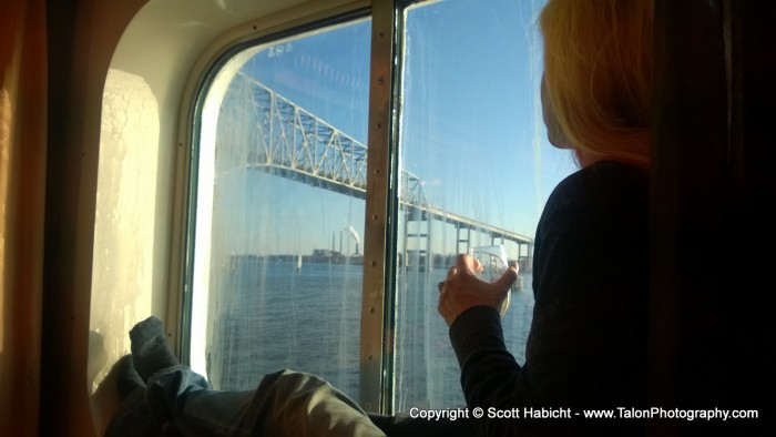 As we passed under the Francis Scott Key Bridge.