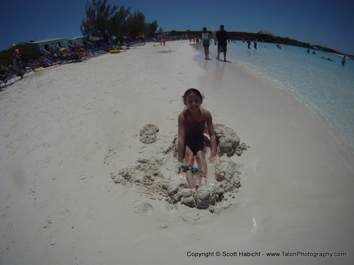 Playing in the sand is always a fun thing on the beach.