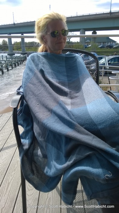 It was a little chilly on the water, so I got a blanket for Kel.