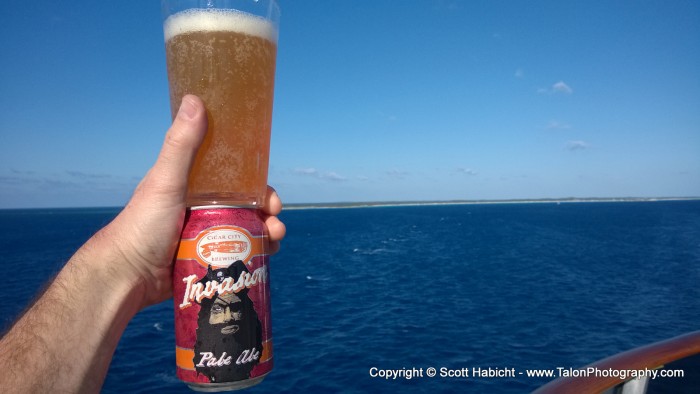 And I had a beer with the island fading into the distance.