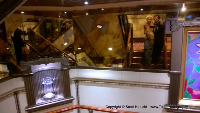 We have a rule that we never take the elevators on a ship. We always take the stairs.