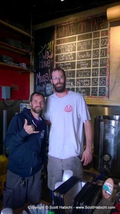 Saying hello to Adam the brewer.