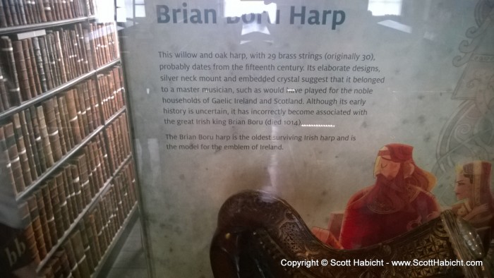 The harp is called The Brian Boru Harp and is from the 15th Century.