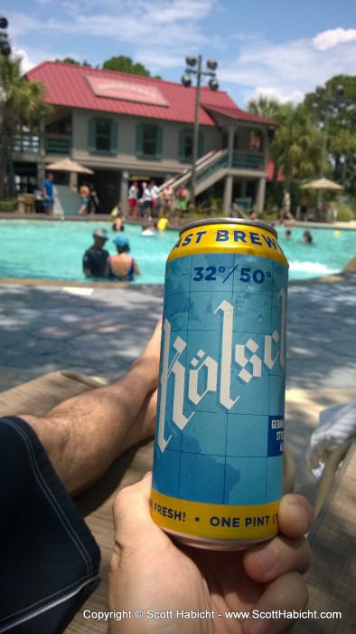 Some poolside beer.