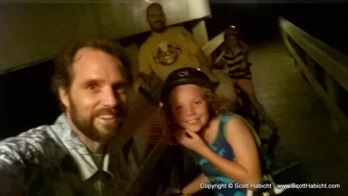 We took our bikes with us on the trip, and this is us on a late night ride under a bridge.