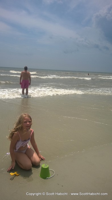 Playing on the beach on the last day.