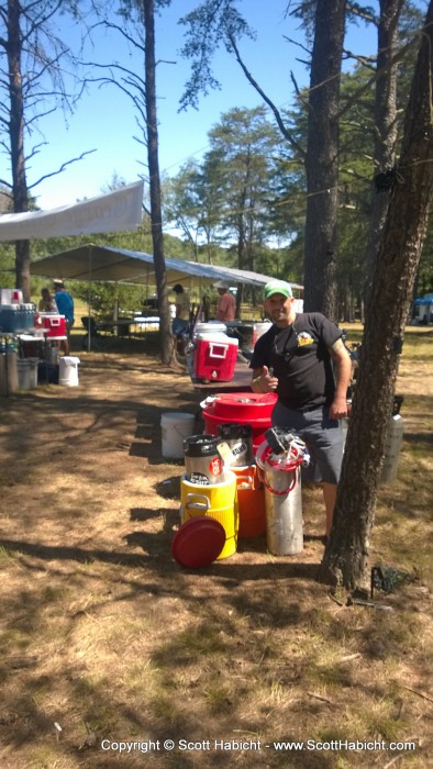 When we arrived back at the farm, JD had arrived and was setting up his kegs on keg row.