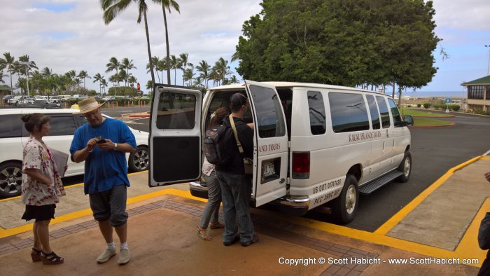 We loaded up our bags into the van...