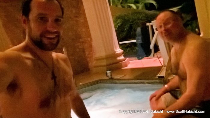 Hanging in the hot tub.