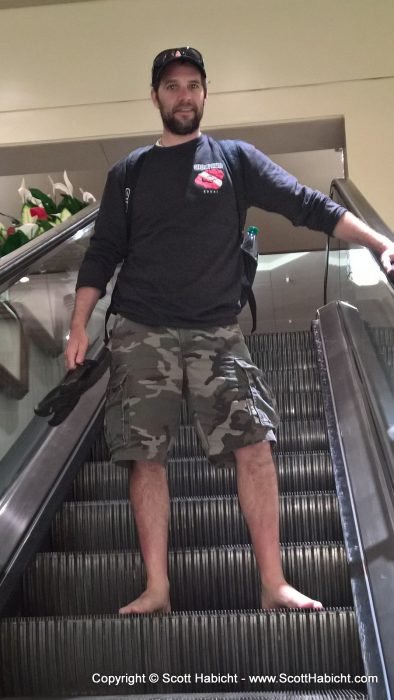 How to ride an escalator.