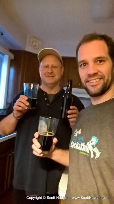 Bob stopped by to drink some of my boss' homebrew.