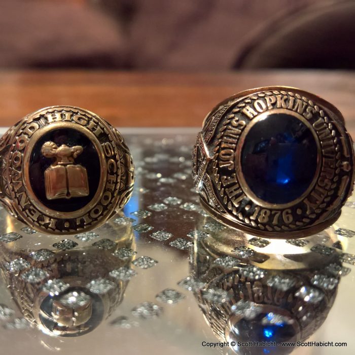 My father's high school and college rings.