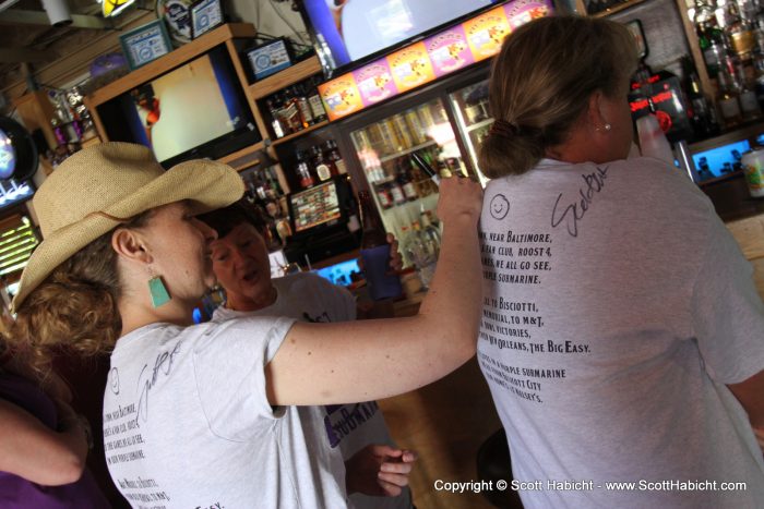 Like last year, we all signed each others' shirts.