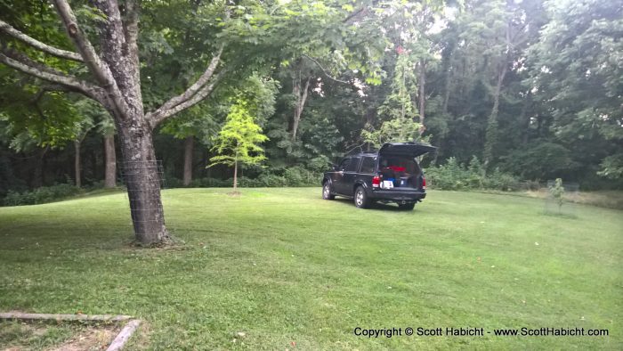 We decided we were going to camp in her friends' yard for fun.