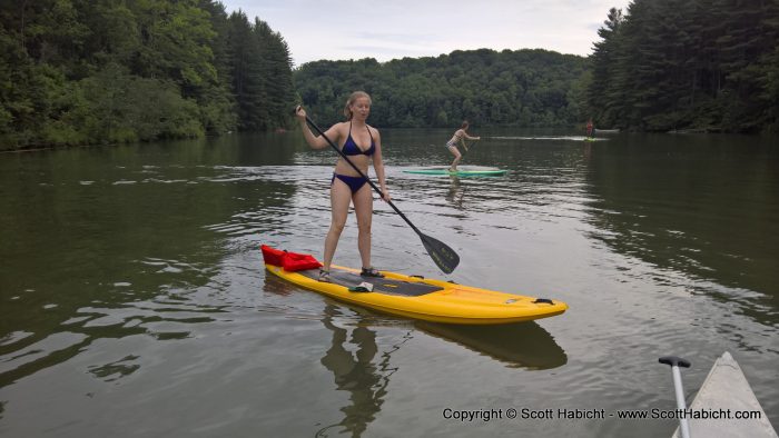 But she tried out someone else's rented paddle board.