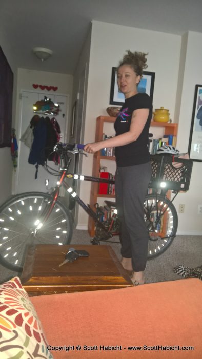 Molly on her way to Krav with her urban bike setup.