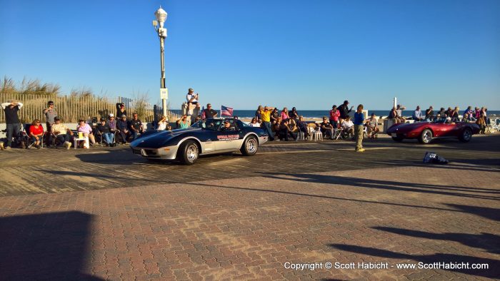 The corvettes were coming off the boardwalk...