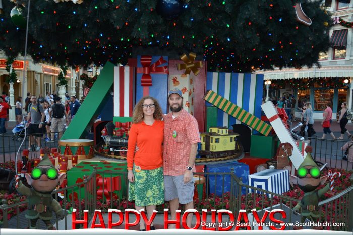 We left the park just as the Christmas tree was being lit (It was November 3rd), so we stopped and got a picture.