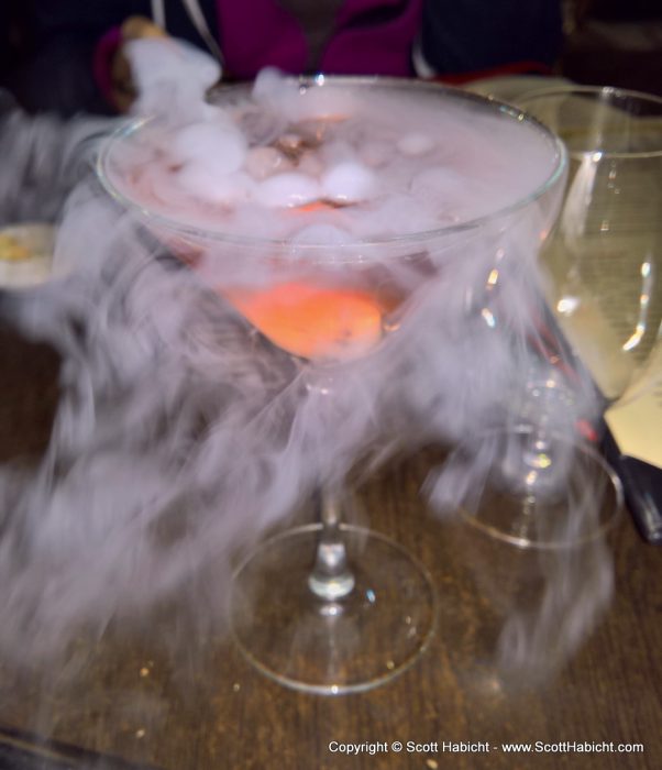 Later that night I had this fun Halloween themed cocktail with dry ice.