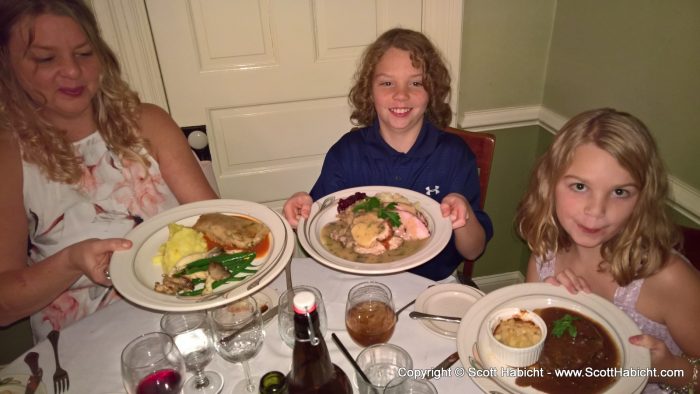 Everyone seems happy with their meal.