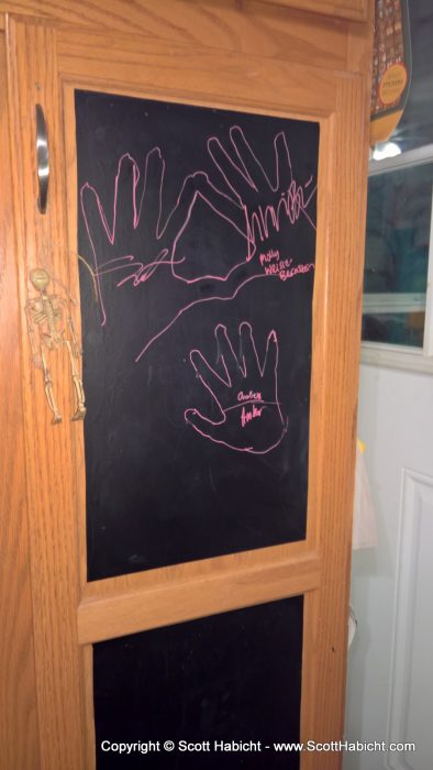 Molly and I made use of the chalk board in my brother's house.