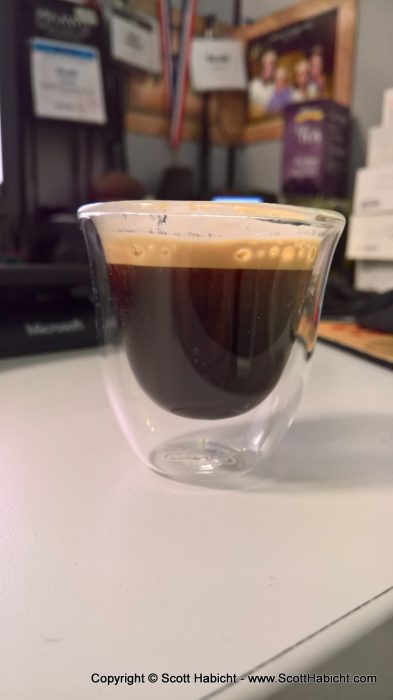 Fun espresso glasses for work.