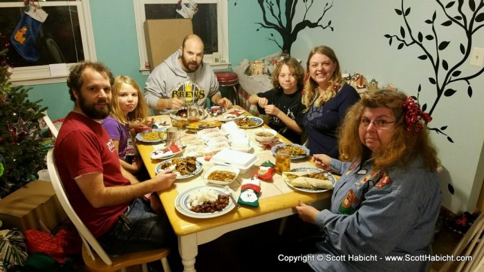 We always do Chinese food for Christmas Eve dinner.