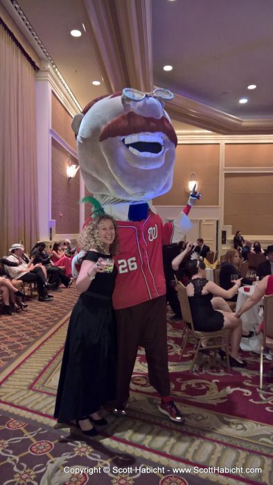 Molly was really happy to have her picture taken with Teddy from the Washington Nationals.