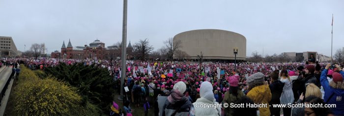 This is a shot of a 2 block area. The crowds were so large the march route had to be changed because the crowd completely filled in the original route. There was no where to go!