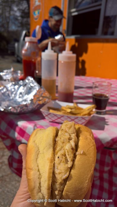 Lunch was outside from a food truck.