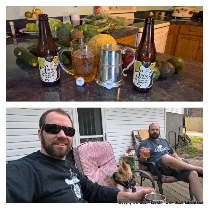 Hanging out with my brother and enjoying some good beer.