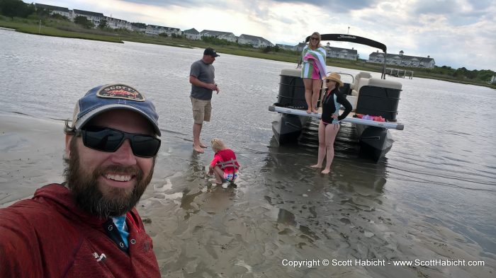 After that we took the boat to a sandbar to relax.