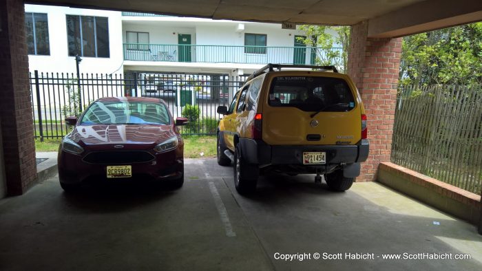 Tom hates it when someone (like this yellow car) parks in his spot.