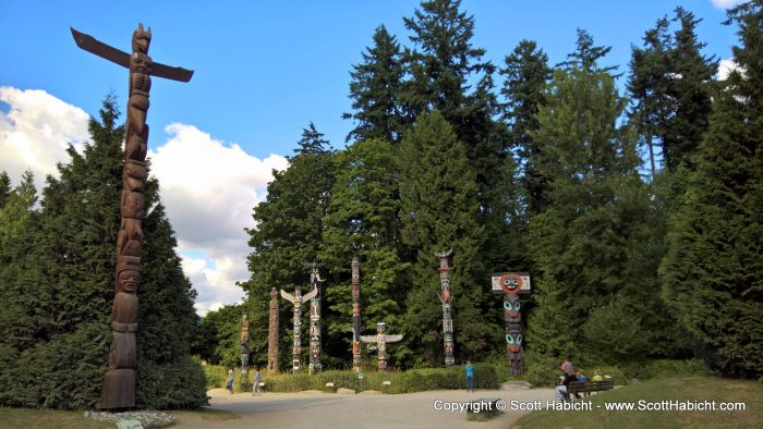 There was an area in the park that had totem poles.