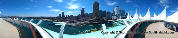 Checking out Vancouver from the top deck before we left.