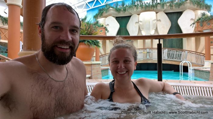 Ah, time to relax in the hot tub.