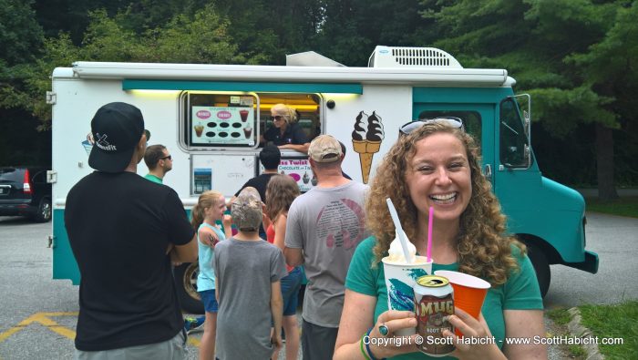 Molly was happy to visit the ice cream truck.