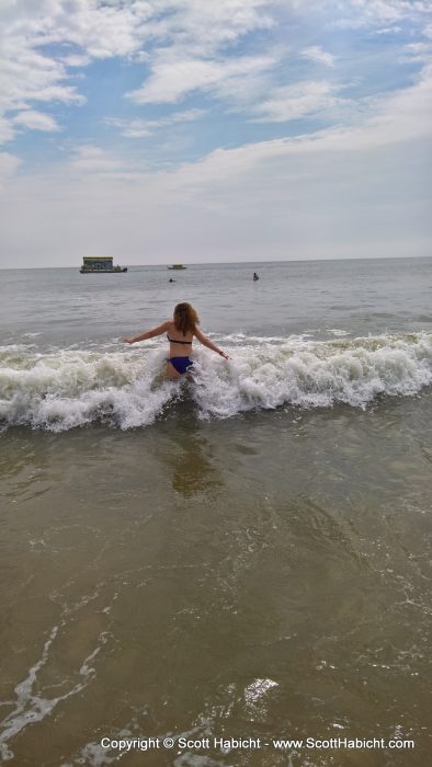 She loves getting in the water.