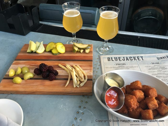 If you go to Bluejacket, get the pickle plate and the tater tots.