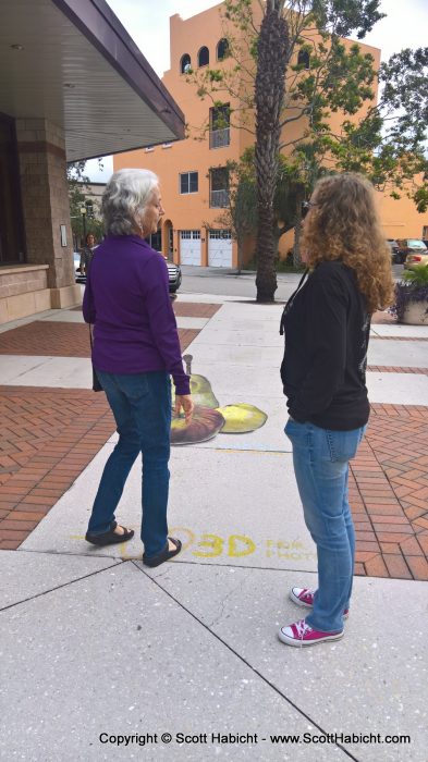 You can see Molly's mom, Pamela, just outside of the footprints you were supposed to stand in.