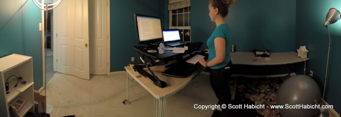 Molly's office was starting to take shape. She opted for the standing desk.