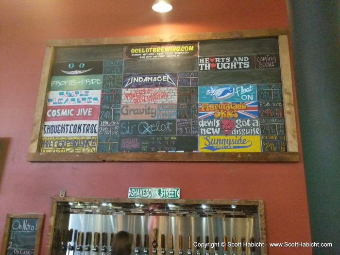 Fun chalk drawings for each beer.